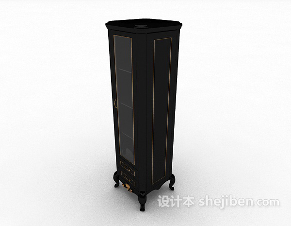 欧式黑色展示柜3d模型下载