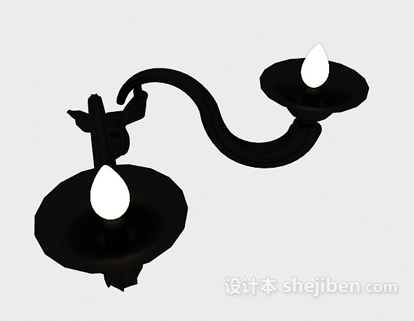 家居黑色简约壁灯3d模型下载
