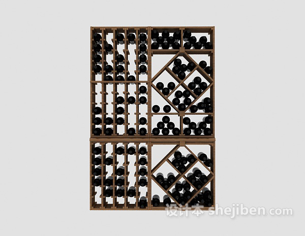 简约实木酒柜3d模型下载