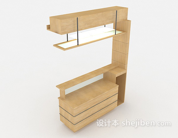 实木简约家居展示柜3d模型下载