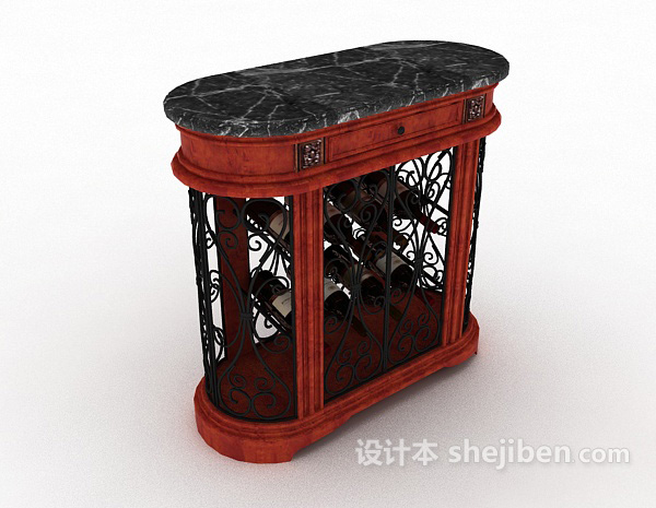 实木酒柜3d模型下载