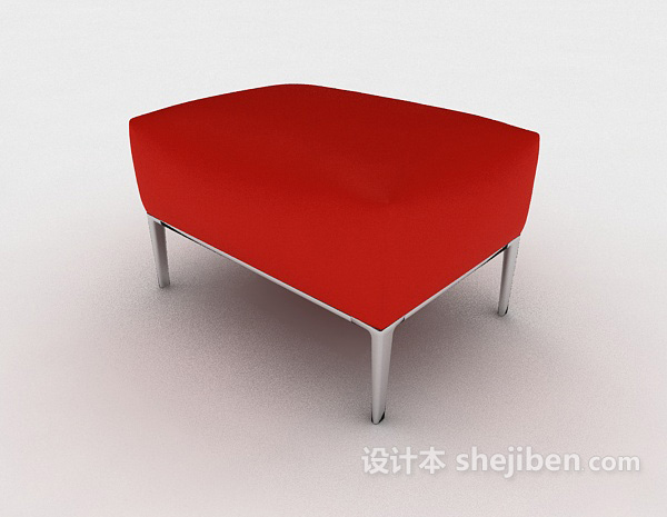 红色沙发凳3d模型下载