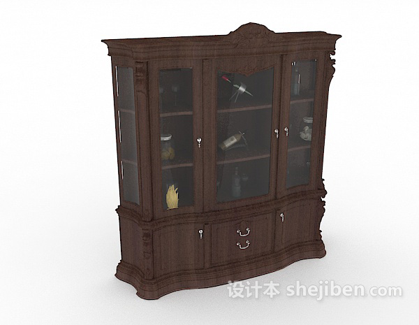 欧式实木家居展示柜3d模型下载