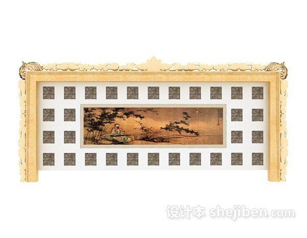 欧式金色挂画3d模型下载