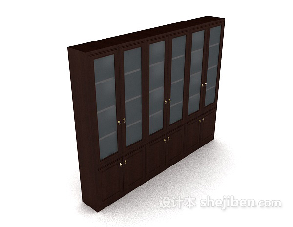 现代实木办公柜3d模型下载