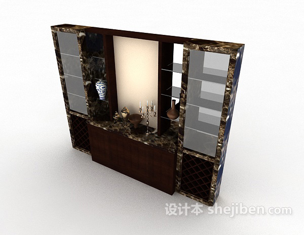 欧式风格家庭展示柜3d模型下载