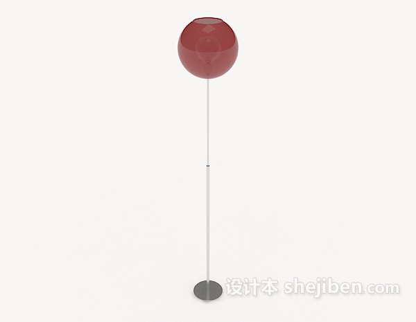 红色简约落地灯3d模型下载