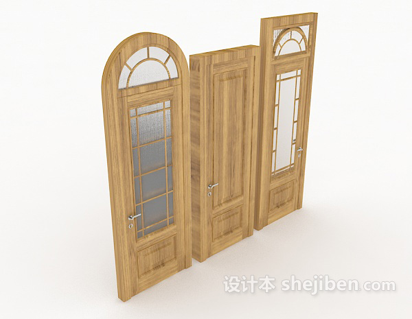 现代实木简约家居门3d模型下载