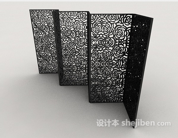 黑色屏风隔断3d模型下载