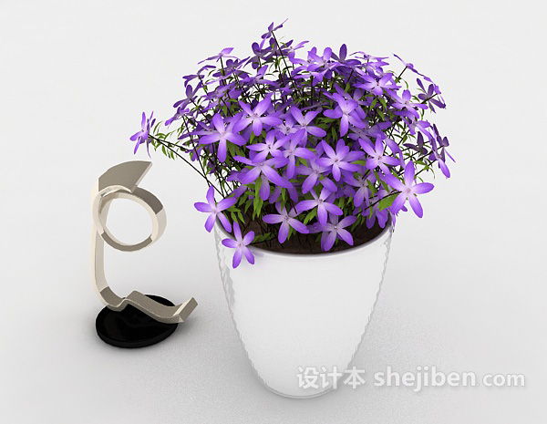 紫色小盆栽3d模型下载