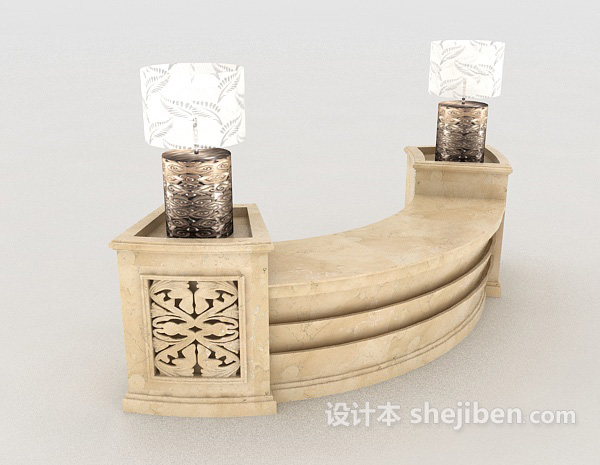 欧式浅色班台3d模型下载