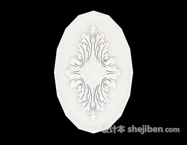 家居白色石膏灯盘3d模型下载