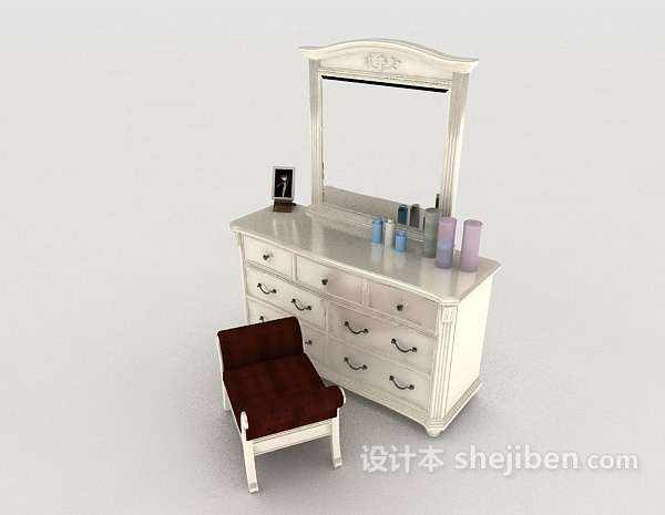 新古典白色梳妆台3d模型下载