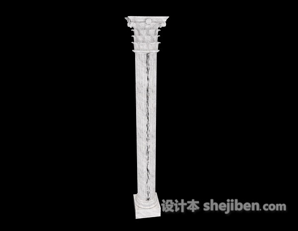 白色罗马石柱3d模型下载