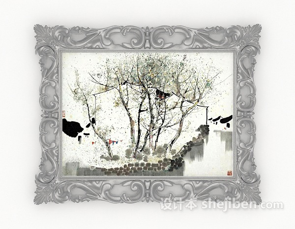 浅色欧式挂画3d模型下载