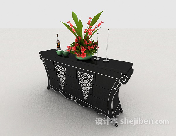欧式居家花边边柜3d模型下载
