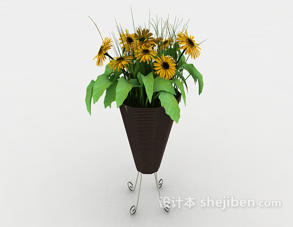 野菊花盆栽3d模型下载