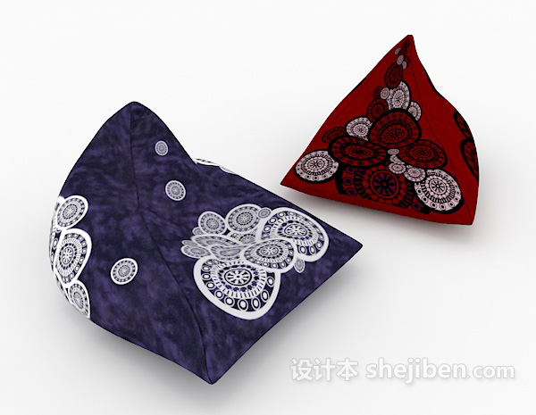 绣花单人沙发凳3d模型下载