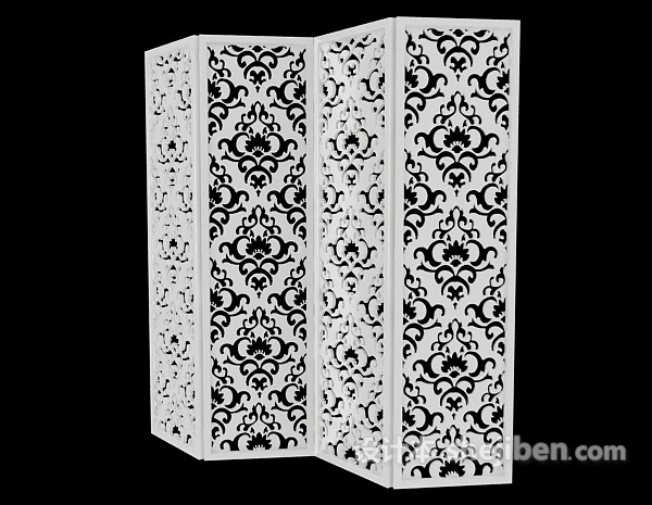白色屏风隔断3d模型下载