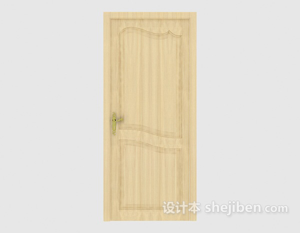 居家黄色简约实木门3d模型下载