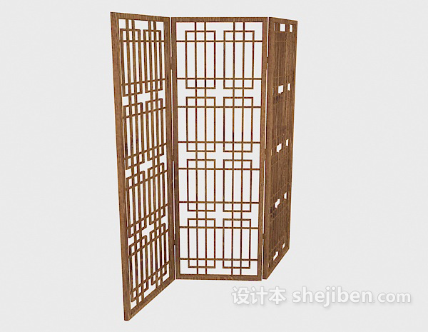 中式居家简约屏风3d模型下载