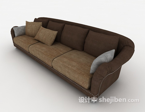 深色简约多人沙发3d模型下载