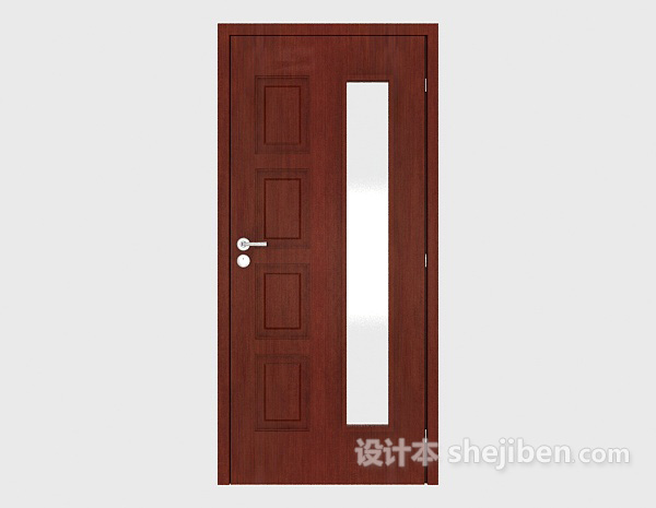 棕色现代简单实木门3d模型下载