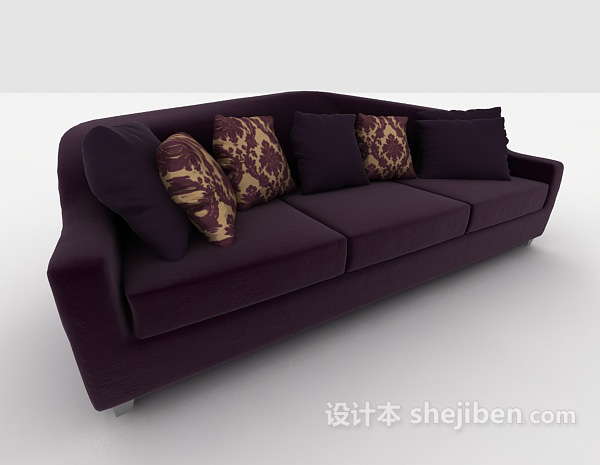 现代紫色家居沙发3d模型下载
