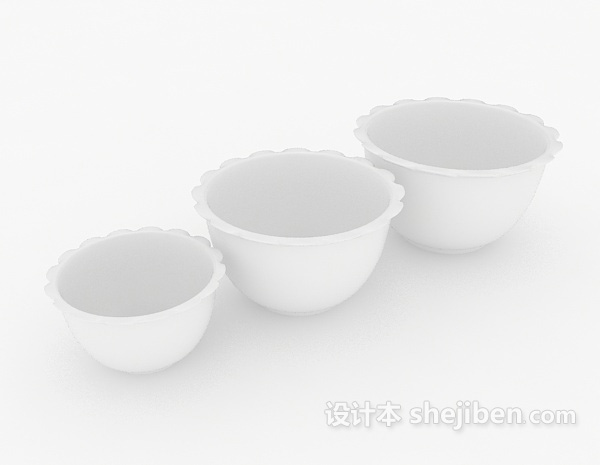 白色陶瓷盆3d模型下载