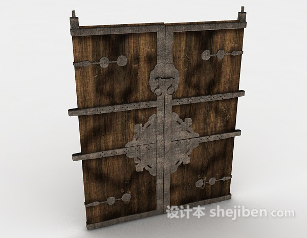 中式风格木门3d模型下载