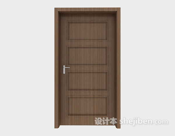 厚重实木门3d模型下载
