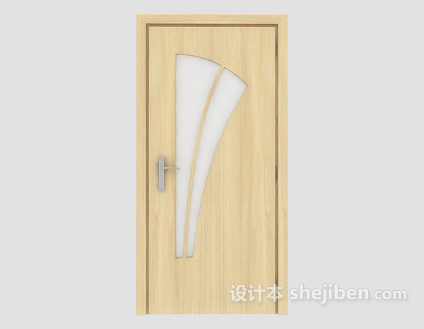黄色简单实木门3d模型下载