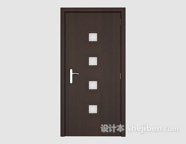 现代简单居家实木门3d模型下载