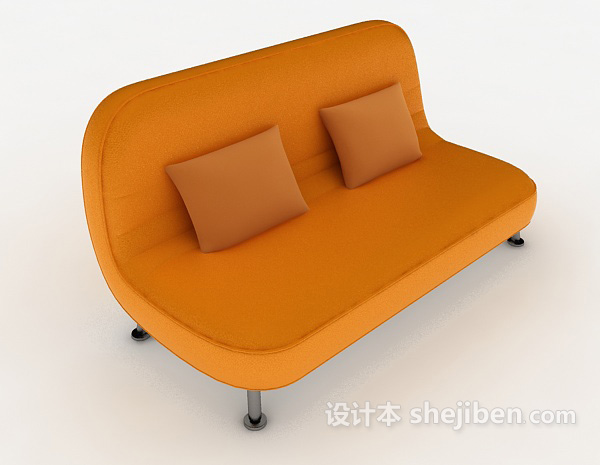 橘色现代双人沙发3d模型下载
