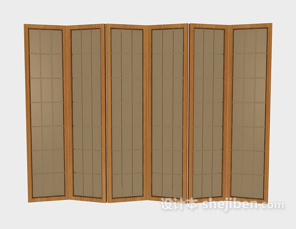 日式屏风3d模型下载