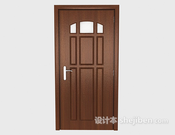 简约棕色实木房门3d模型下载
