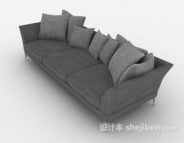 家居三人灰色沙发3d模型下载
