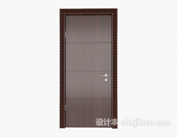 简约风格高档实木门3d模型下载
