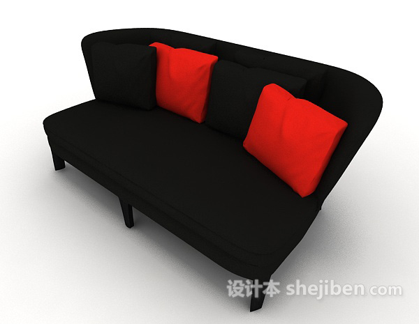 休闲黑色双人沙发3d模型下载
