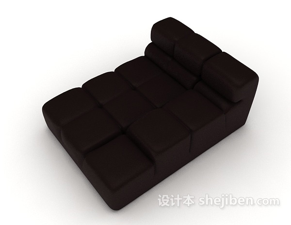 深棕色简约方形单人沙发3d模型下载