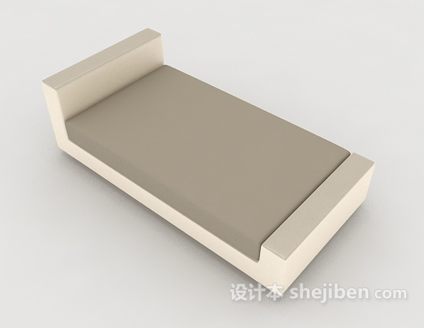 简单居家单人床3d模型下载
