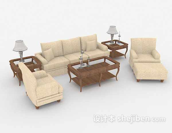 简欧居家组合沙发3d模型下载
