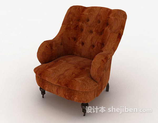 欧式复古棕色单人沙发3d模型下载