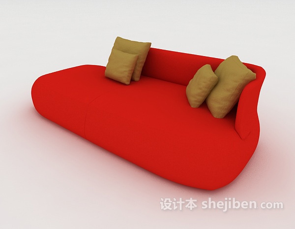 简约红色双人沙发3d模型下载