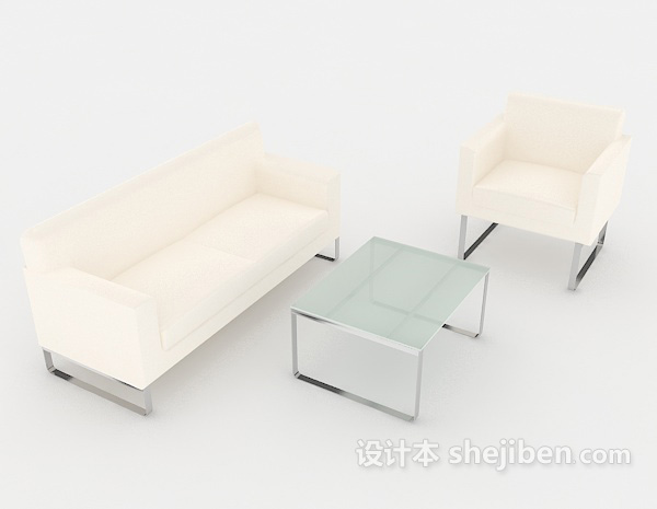 白色现代组合沙发3d模型下载