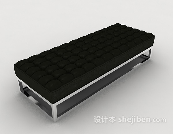 黑色沙发长凳3d模型下载
