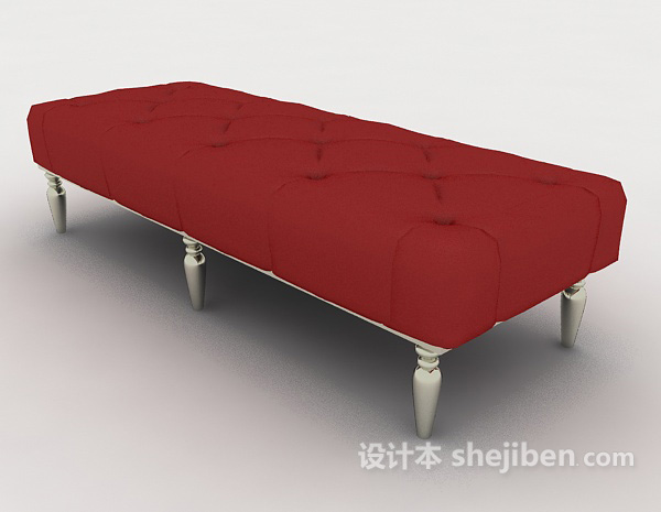 现代红色沙发长凳3d模型下载