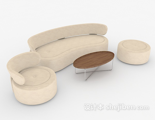 现代浅棕色简约组合是否3d模型下载