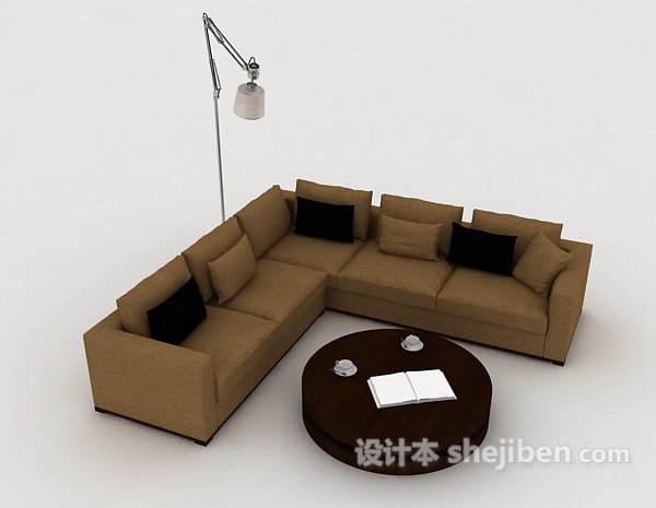 居家沙发茶几组合3d模型下载