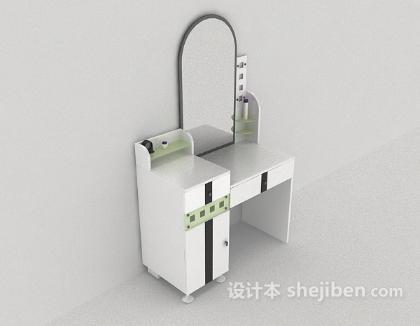 现代白色梳妆台3d模型下载